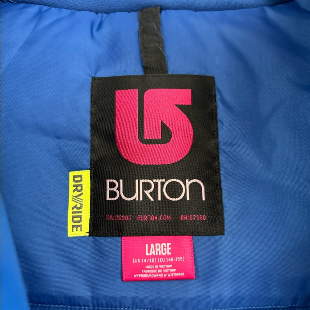 Burton Ski Girls Bomber Twist Snowboard Jacket Blue Hooded - Picture 6 of 9